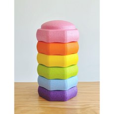 馬卡龍彩虹過河石 室內過橋玩具 EPP平衡木 兒童感統訓練器材 益智玩具, 1個, 【八邊形】馬卡龍6個送43頁說明書