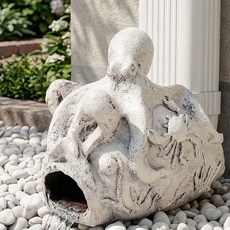 Euiroet 실제 문어 조각 홈통 다이버터 비 친환경 수지 거터 익스텐더 다이버터 장식 연장 다운스파우트 스플래시 블록 7.6cm x 10.2cm3 4인치 거터용 완벽, 화이트