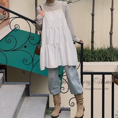 로로텐 캉캉 셔링 뷔스티에 미니원피스 끈나시 A라인 여성 빅사이즈