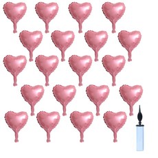 올리브파티 하트 은박풍선 10인치 23cm 파티용품 손펌프 세트, 20매, 펄핑크