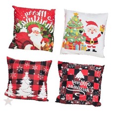 크리스마스 시즌 인테리어 쿠션 커버 산타 눈사람 트리 체크 패턴 디자인 거실