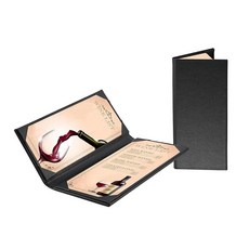 레스토랑 메뉴 커버 홀더 21.6 x 27.9cm(8.5 x 11인치) | 원 팩 가죽 더블 뷰 메뉴 홀더 커버 책 스타일 각진 모서리 블랙 와인 리스트 바 호텔 레스토랑용(1, 1
