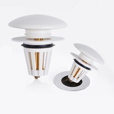 EGMI 고급 세라믹 세면대 트랩 황동 스프링 하수 물마개 2P 화이트, 플라스틱 스프링, 1세트