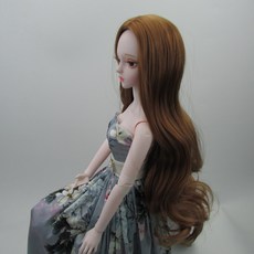 臺灣熱銷 3/1 bjd假髮夜蘿莉娃娃假髮頭套 sd球型公仔頭套高溫絲編髮加厚毛, 淺棕中分捲髮, 1個