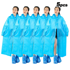 ANYOU여성 휴대용 우비 EVA 일회용 초경량 우비 우의 세트XYCXYY, 5개, 블루blue