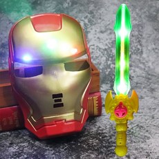 發光奧特曼變身器 捷德迪迦兒童變身玩具 3到6歲小孩超人玩具, 發光鋼鐵俠+聲光劍黃色, 1個