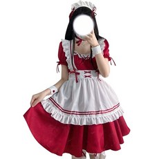 HotSweet 大尺碼紅色女僕服角色扮演服裝聖誕女僕服連身裙