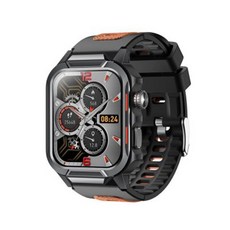 MIVSEN 防水真心率監測運動智慧手環, GTS9黑色+橘杏色, 1.96吋, 藍牙