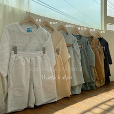 正韓 1 1 素面 居家 休閒 套裝 太空棉 oversize 男女皆可