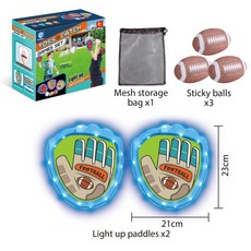 어린이 찍찍이 캐치볼 세트 야외 손바닥 야구 놀이 장난감, 블루 핸드 타겟 (럭비 공 3개)