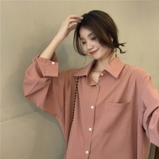 2022 봄 패션 나른한 풀컬러 bf 루즈한 롱 슬리브 셔츠 자외선 차단제