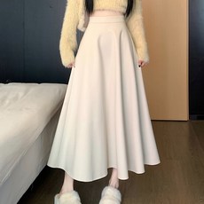 투니스 여성 심플 루즈핏 A라인 미디 스커트