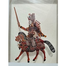 皮影 騎馬武將 傳統手工藝 牛皮雕刻 高36cm, 如圖所示, 1個
