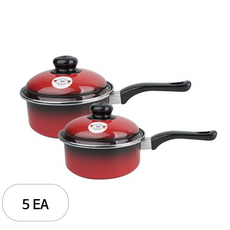 ELO 쿡포트 빨간법랑 편수 냄비 2종 세트 인덕션 IH, 혼합 색상, 편수냄비 16cm + 18cm, 5개