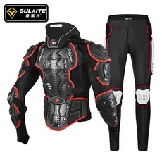 바이크프로텍터 장비 모터사이클 보호대 보호장비 패드 레이싱 슈트 상하의 보호구 무릎, S, B. 레드블랙 수트(넥가드 포함), 1개