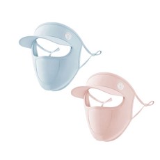 [1+1] 썬캡 일체형 마스크 쿨링 풀페이스커버 골프 라운딩 야외활동 피부보호, 블루(blue)