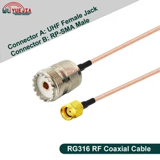 SMA-UHF RG316 케이블 SO239 PL259 SL16 UHF 암-SMA 수/암 커넥터 RF 동축 안테나 익스텐션 점퍼 피그테일, 10 1.5 Meters, 01 UHF F to RPSMA M