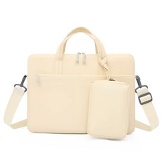 노트북가방 핑크 트렌디 노트북 가방 서류형 메신저 13.3인치 EVA, 1개, L. 미색 + 숄더 + 파워팩