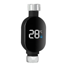 LED數位顯示蓮蓬頭溫度計 水溫監控 無需電池 簡易安裝 長輩孩童適用, 經典黑, 1個