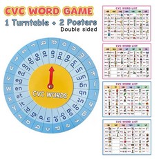 CVC 轉盤 英文學習教具 附雙面海報, 詳見包裝