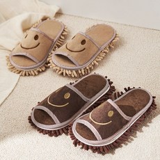 스마일 청소 슬리퍼 바닥 청소걸래 청소실내화, 스마일 슬리퍼_베이지, 1개