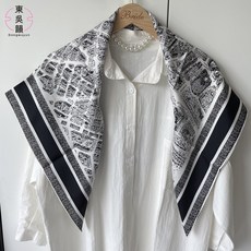 東吳韻 110cm絲毛圍巾披肩大方巾 重磅桑蠶絲絲巾披肩 90cm雙面印花真絲羊毛圍巾, 巴黎地圖-100桑蠶絲90cm 雙面, 1個