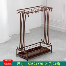 臺灣出貨 傘架傘桶 雨傘架 雨傘收納架 雨傘桶 創意雨傘架酒店大堂家用鐵藝傘筒雨傘桶收納桶落地式放傘架子傘桶, 古銅（21孔24鉤）, 1個