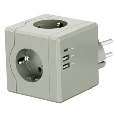 티메코 SF코팅 큐브 디자인 멀티탭 4000W 고용량 3구 (USB-A 2개 C타입 1개), 1개, 그레이, 7.6cm