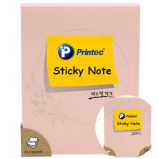 프린텍 파스텔스티키노트 핑크 76x102mm 재접착 점착메모지 포켓 문구 포인트 필기용 캘린더