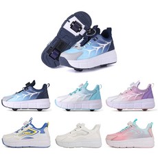 다이얼 롤러슈즈 바퀴달린신발 운동화 더블 휠 운동화 바퀴달린 신발 힐리스 스케이트 롤러 운동화, 79흰색, 1개