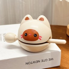 SISI【G25002】敲敲小木魚解壓療癒小物可愛卡通動物生日交換禮物辦公桌面擺件, 1個, 卡其, 卡其