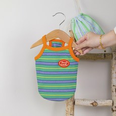 애니파니 여름 강아지 스트라이프 티셔츠, 1개, 스트라이프 그린