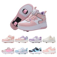 PHTEER 롤러슈즈 하이탑 바퀴달린운동화 롤러스케이트 2륜 T01, 1개, 핑크색