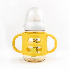 100%국내제조 하이비 더블하트 유피스 모윰젖병에 딱맞는 실리콘 젖병손잡이 바나나사이즈, 바나나손잡이 옐로우, 1개