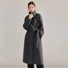 ANYOU 롱코트 여자 울더블코트 카라넥 코트 캐주얼 스타일하이넥 코트