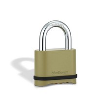 Kwikset 아연 재설정 가능한 4자리 조합 자물쇠 야외 게이트 및 보관 5.1cm(2인치) 바디 2.5cm(1인치) 걸쇠 1팩 블랙, 1" Shackle, 골드, 1