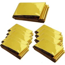 비상 마일라 보온 담요 야외 캠핑 하이킹 응급 처치를 위한 실버 골드 포일 스페이스 생존 키트골드 12개, 12pcs, Gold