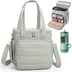 BAGSPRITE Keurig K Mini Mate 여행 가방 포드 오거나이저가 있는 휴대용 커피 메이커 케이스 머그 포켓 어깨끈 264275, 초록색, 264