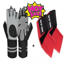 health kush 스포츠 손목보호헬스장갑+팔꿈치보호대, 그레이+팔꿈치보호대, 1개