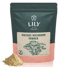 LILY OF THE VALLEY Maitake 버섯 파우더 - Grifola Frondosa - 커피 및 스무디에 적합 - 비건 및 글루텐 프리 - 재밀봉 가능한 파우치에 포, 1개