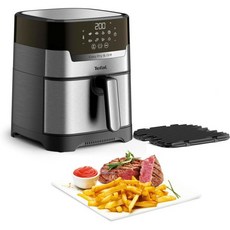 Tefal 테팔 Easy Fry & Grill XL 클래식 핫 에어 프라이어 4.2 L - 2-in-1 에어프라이어 with Plate 80-200°C 60 Minute, Gray