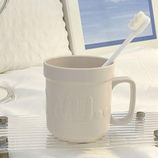 簡約漱口杯 附杯耳, 1個, 單個裝北歐白, 北歐白