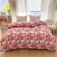꽃 인쇄 이불 커버 붉은 색 빨 이불 커버, 유형 4, S 150*200cm