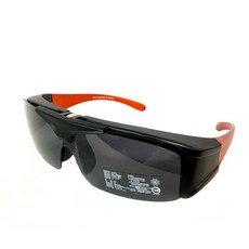 經緯度鐘錶 可掀式包覆款偏光太陽眼鏡 台灣製造UV400 近視族套鏡 運動重機亮彩搭配2188, 黑橘框黑面