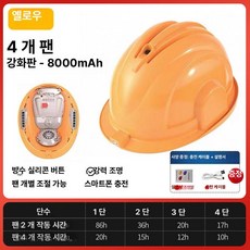 에스앤씨 안전모선풍기 건설 냉각 에어쿨팬 현장, 1개, 향상형 LA21A4 4팬 + 에어컨 옐로우