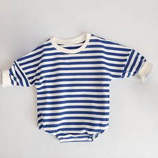 살루테 코튼 줄무늬 점프슈트