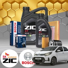 모닝(올뉴)(17~) 1.0LPI LPG 지크 X7 5W30 SP 엔진오일필터세트 3Liter, 1개