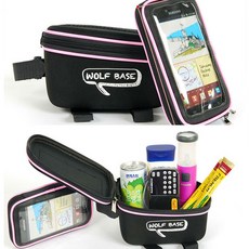 2IN1자전거가방 스마트폰거치대 핸드폰자전거거치대, 1개, 핑크