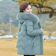 60대 할머니 롱 캐주얼 패딩 후드 XL 퍼플 엄마 중년 겨울 코트