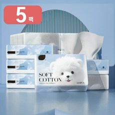 소프트코튼 목화감촉 4겹 부드러운 페이셜 티슈 240매 순면같은 촉감 예민피부용 휴지, 1개, 5개입